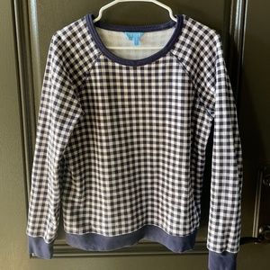 Draper James Natalie Sweatshirt Blue Gingham Size Medium